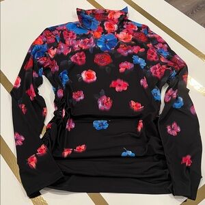 Boston Proper Floral Black Women's Top